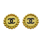 Chanel Earrings Vintage CC Logo Gold Plated