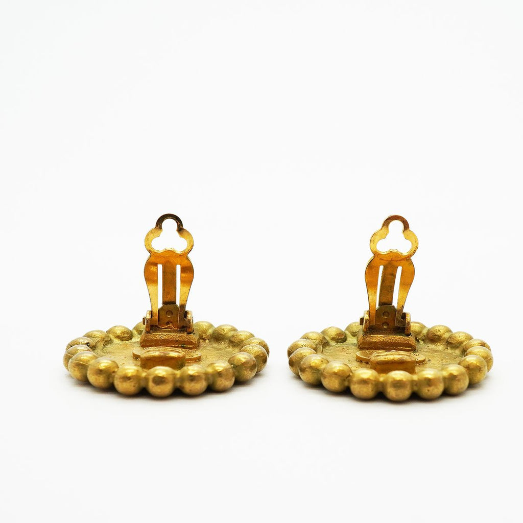 Chanel Earrings Vintage CC Logo Gold Plated — view 6