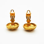 Chanel Earrings Vintage CC Logo Round Circle Gold Plated — view 6