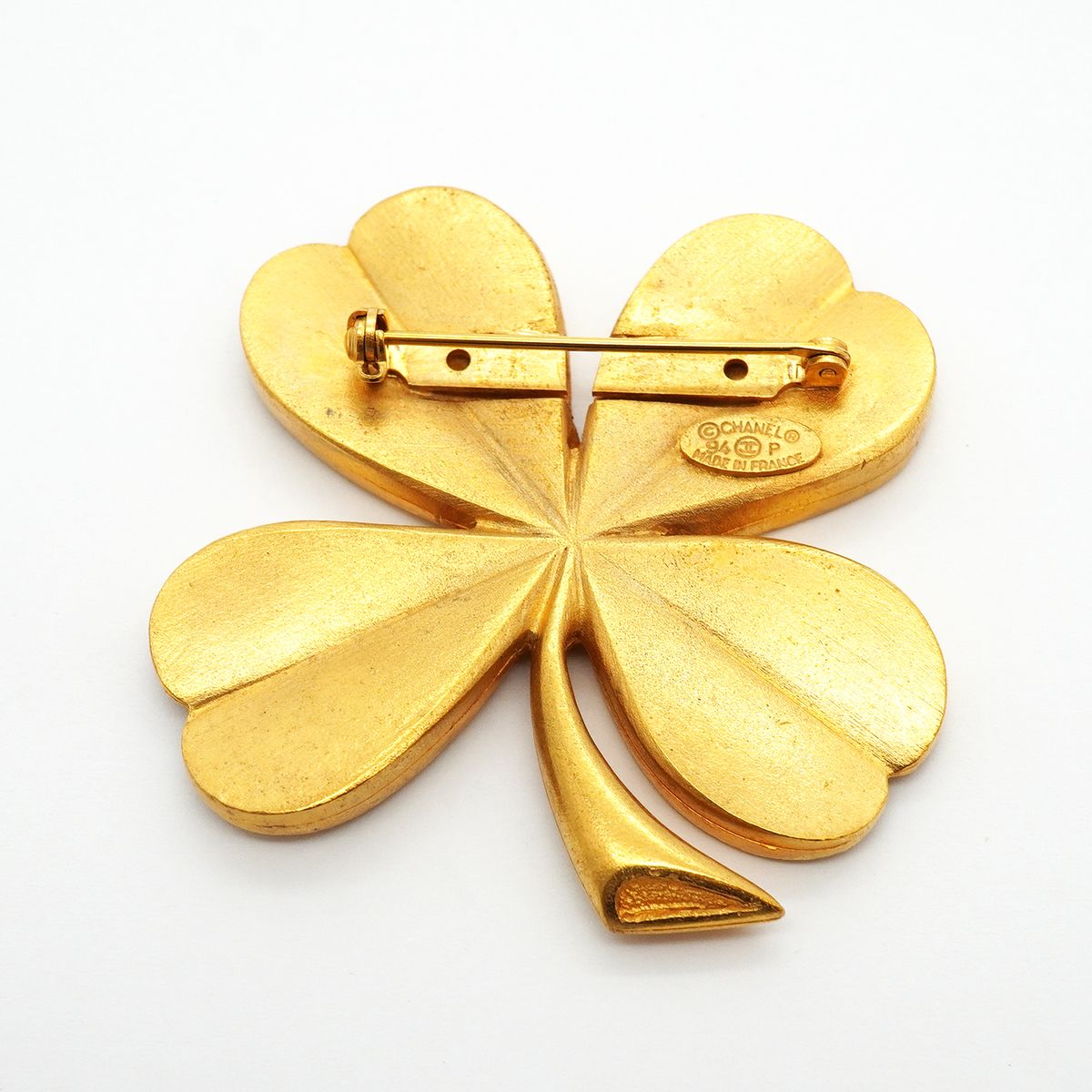 Chanel Brooch Vintage CC Logo Clover Motif Gold Plated — view 5