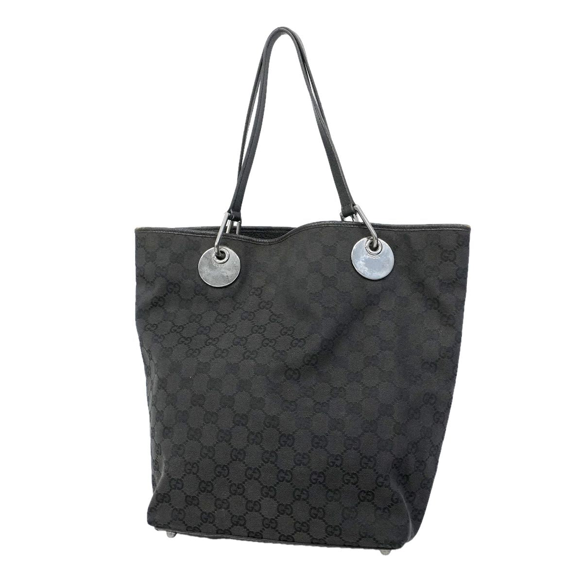 Gucci Tote Bag GG Canvas Black Silver