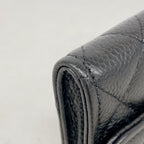 Chanel Card Case Quilted Caviar Leather Black Gold — view 6