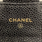 Chanel Card Case Quilted Caviar Leather Black Gold — view 4