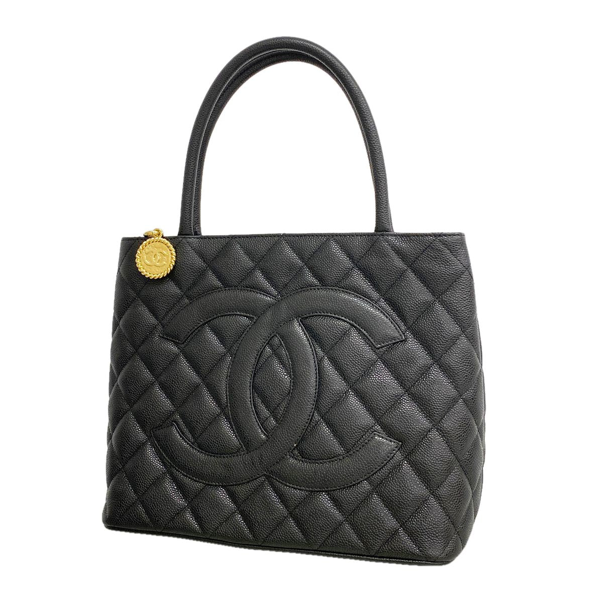 Chanel Tote Bag Reissue Caviar Leather Black Gold