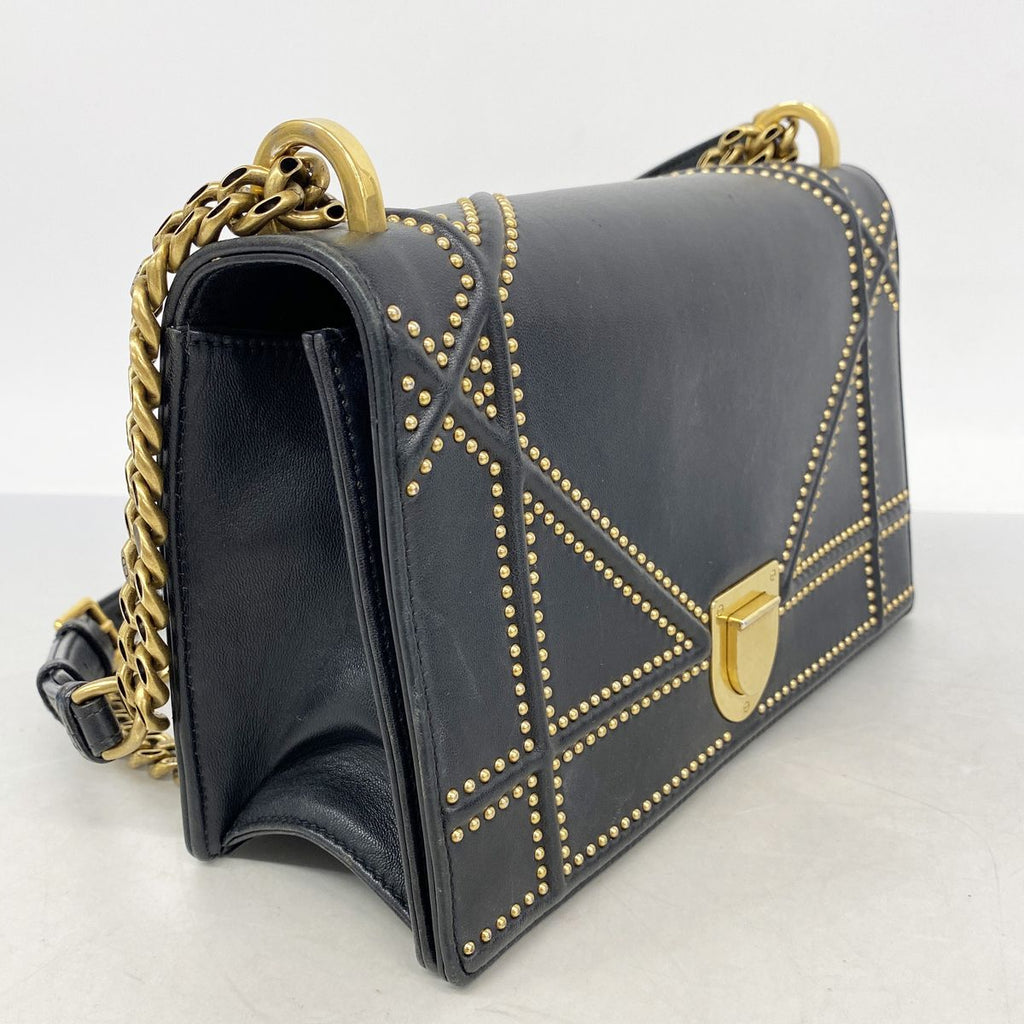 Dior Shoulder Bag Diorama Leather Black Gold — view 2