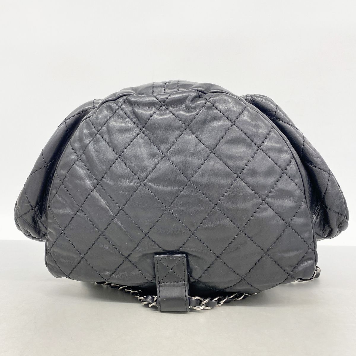 Chanel Backpack Quilted Leather Black Silver — view 3