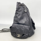 Chanel Backpack Quilted Leather Black Silver — view 2