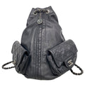 Chanel Backpack Quilted Leather Black Silver