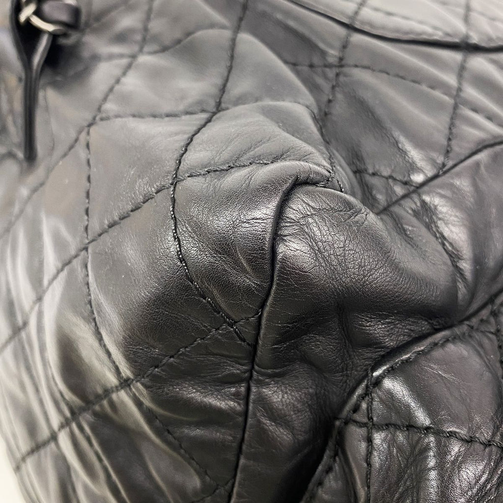 Chanel Backpack Quilted Leather Black Silver — view 6
