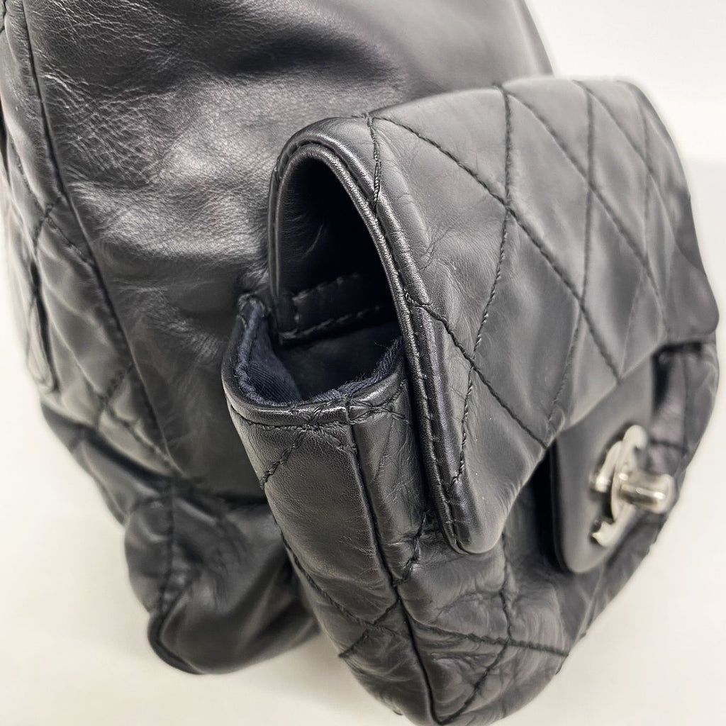 Chanel Backpack Quilted Leather Black Silver — view 7