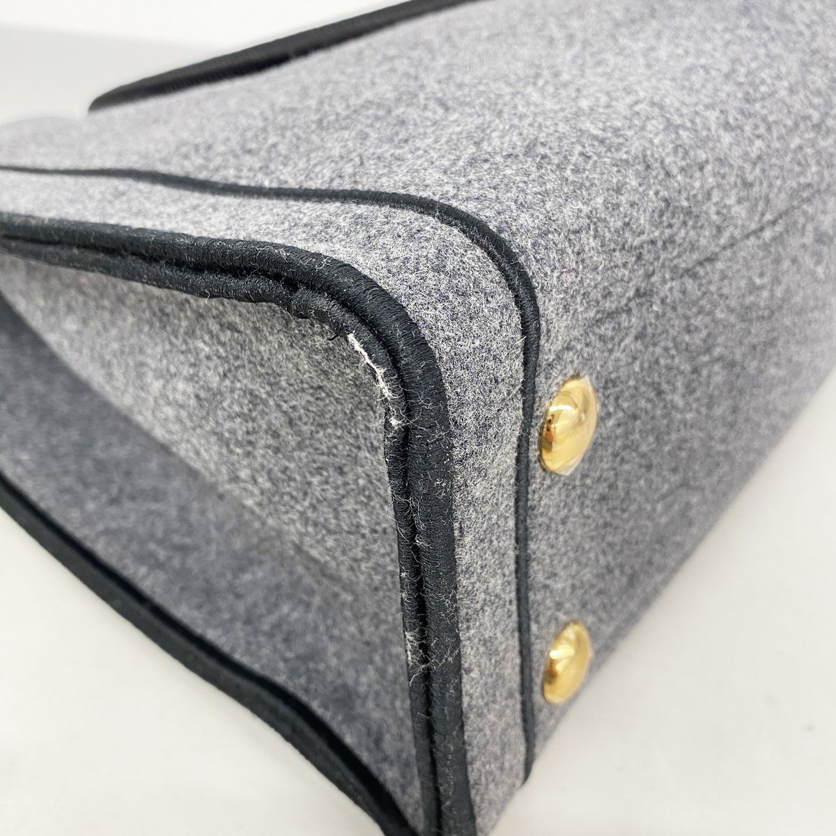 Fendi Tote Bag Felt Gray Gold — view 7