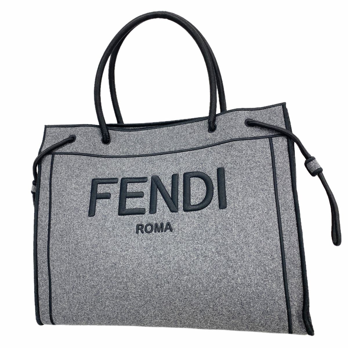 Fendi Tote Bag Felt Gray Gold