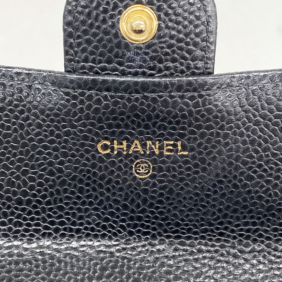 Chanel Wallet Quilted Caviar Leather Black Gold — view 4