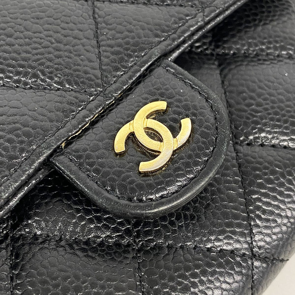 Chanel Wallet Quilted Caviar Leather Black Gold — view 8