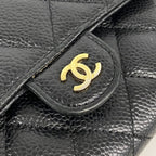 Chanel Wallet Quilted Caviar Leather Black Gold — view 8