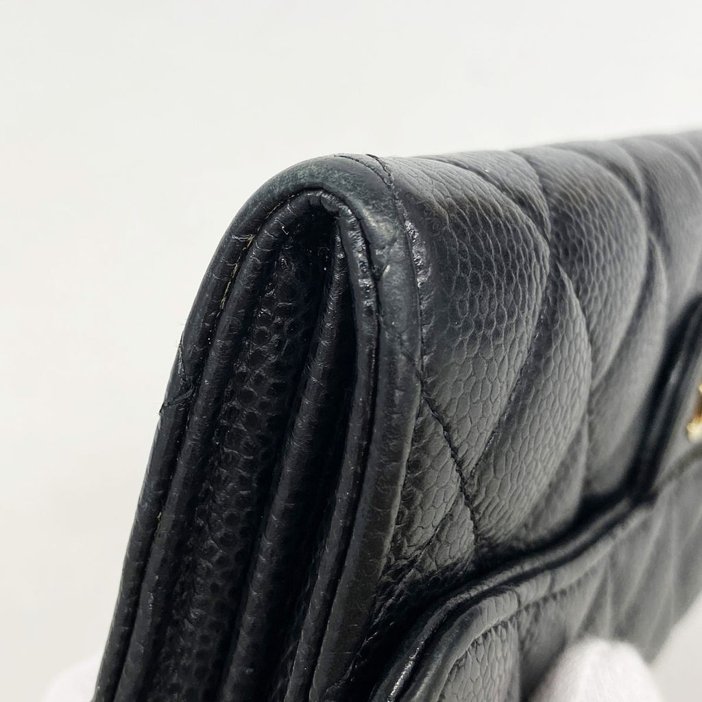 Chanel Wallet Quilted Caviar Leather Black Gold — view 7