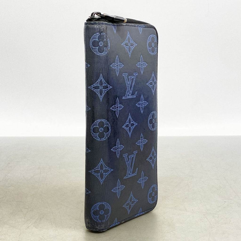 Louis Vuitton Wallet Monogram Shadow Zippy Vertical Navy — view 2