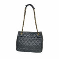 Chanel Chain Tote Bag Quilted Lambskin Black Gold