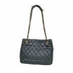 Chanel Chain Tote Bag Quilted Lambskin Black Gold