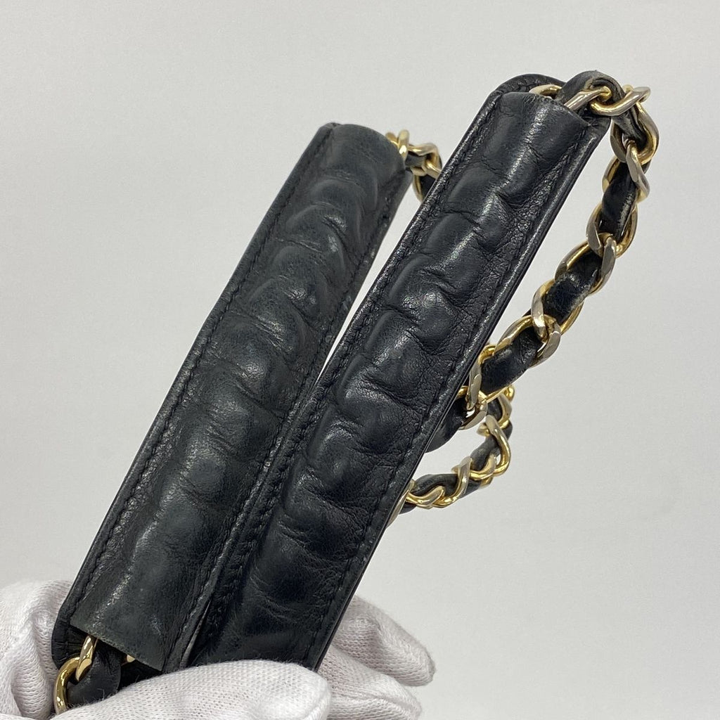 Chanel Chain Tote Bag Quilted Lambskin Black Gold — view 8