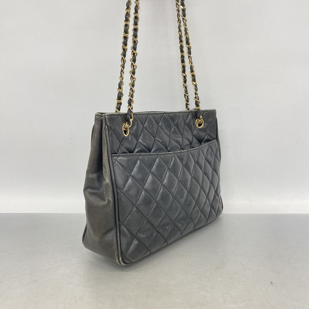 Chanel Chain Tote Bag Quilted Lambskin Black Gold — view 2