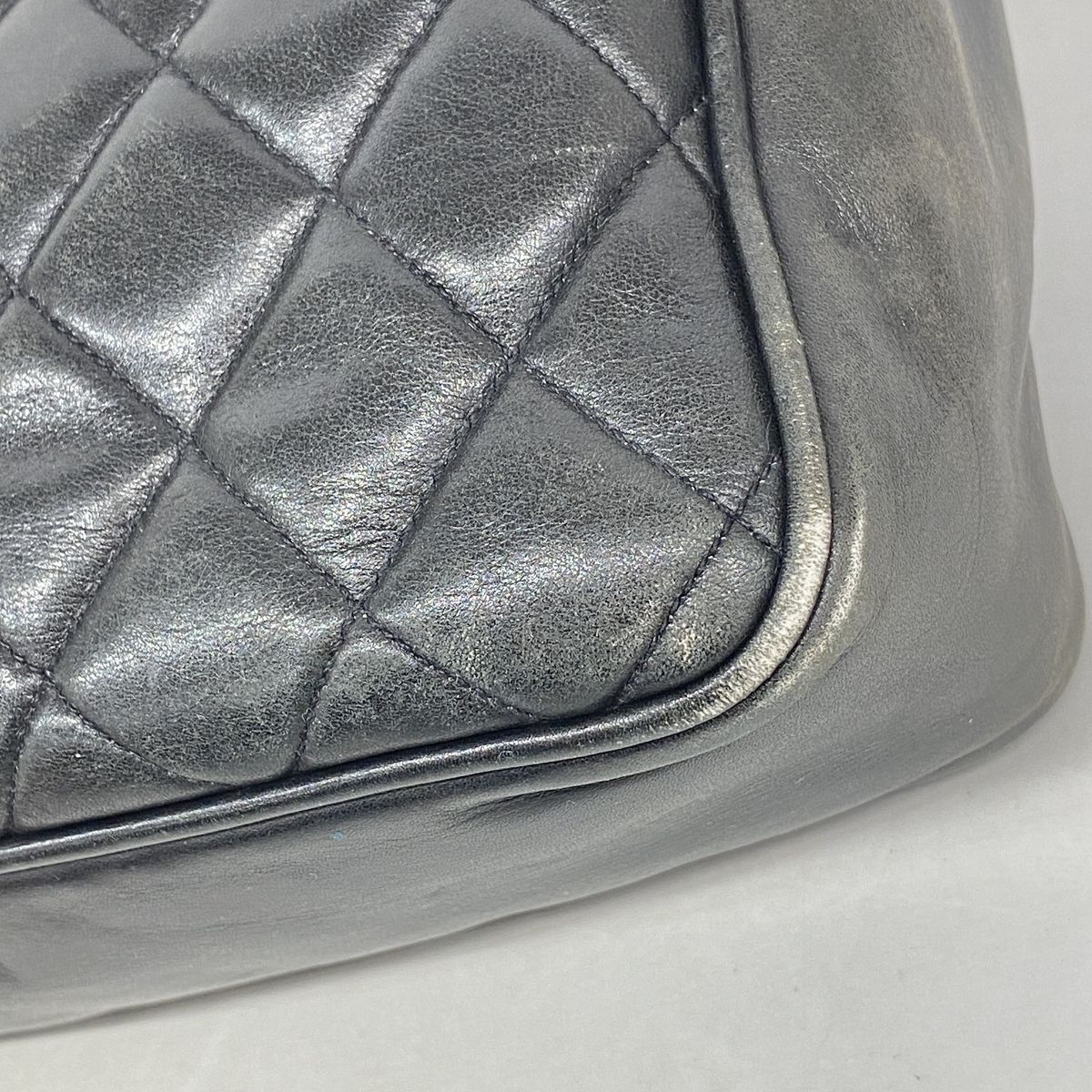 Chanel Chain Tote Bag Quilted Lambskin Black Gold — view 6
