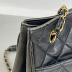 Chanel Chain Tote Bag Quilted Lambskin Black Gold — view 7
