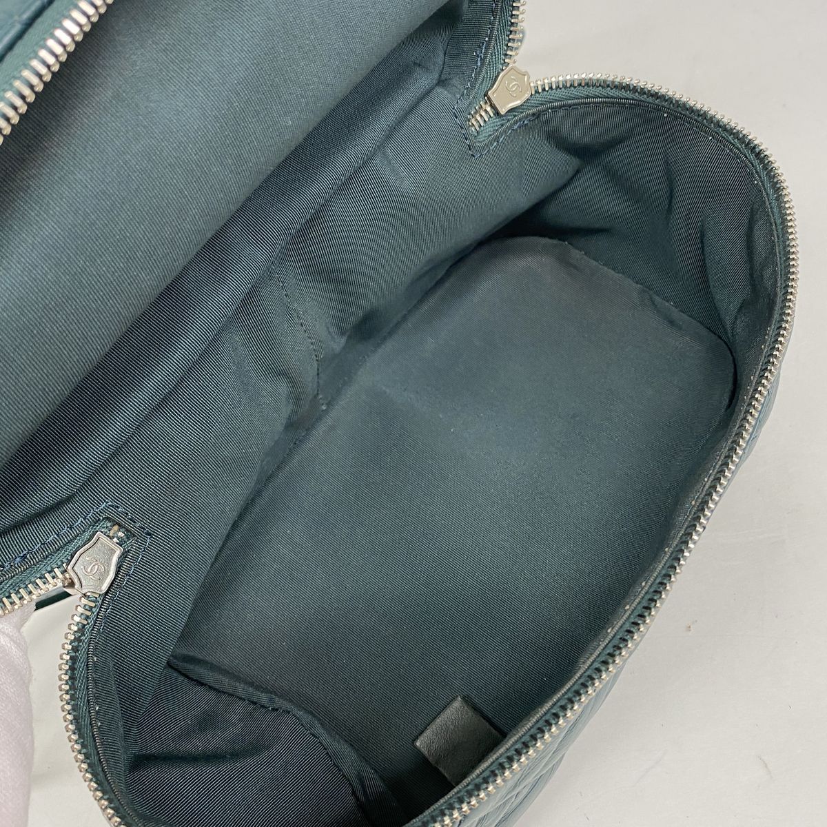 Chanel Backpack Quilted Lambskin Vinyl Green Silver — view 4