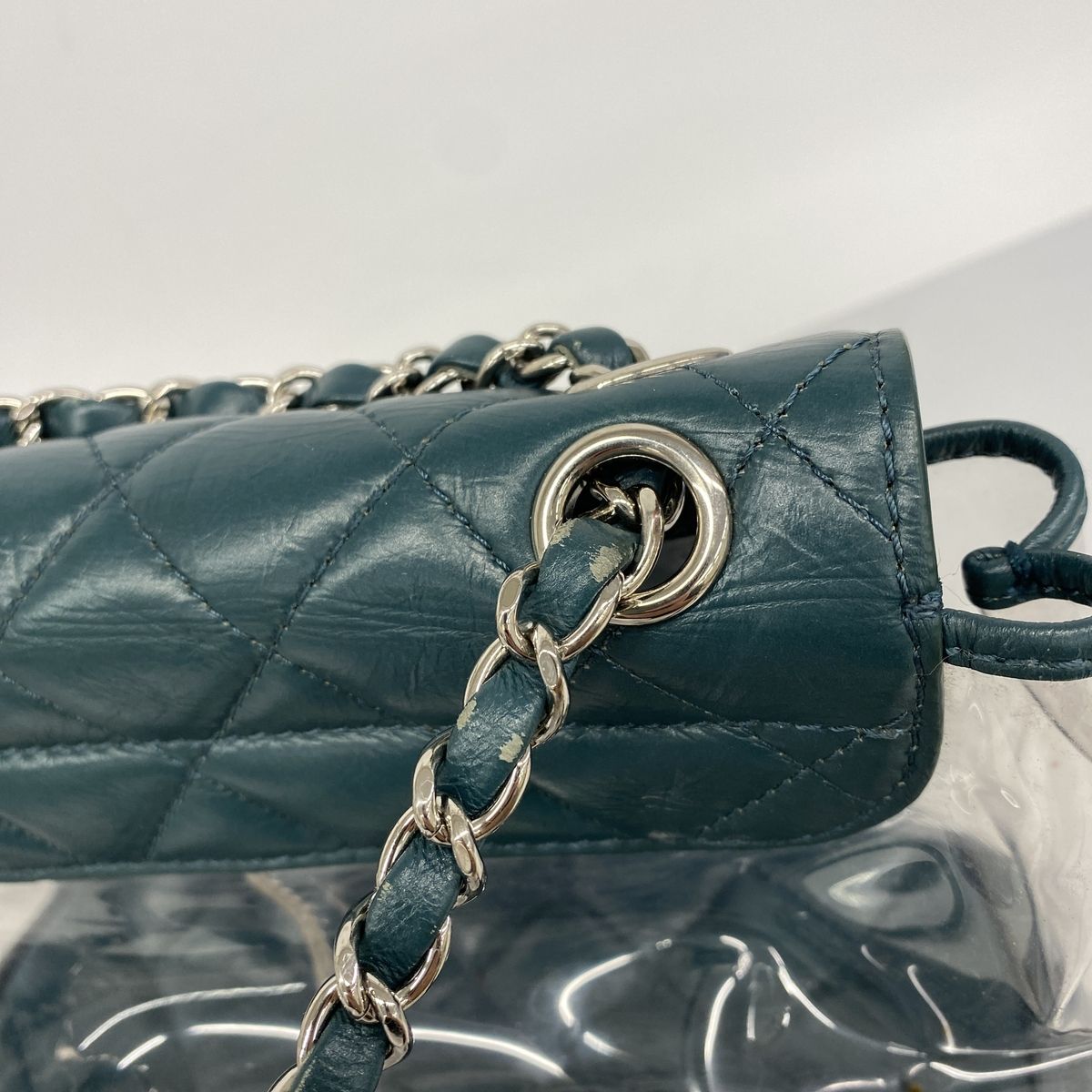 Chanel Backpack Quilted Lambskin Vinyl Green Silver — view 8