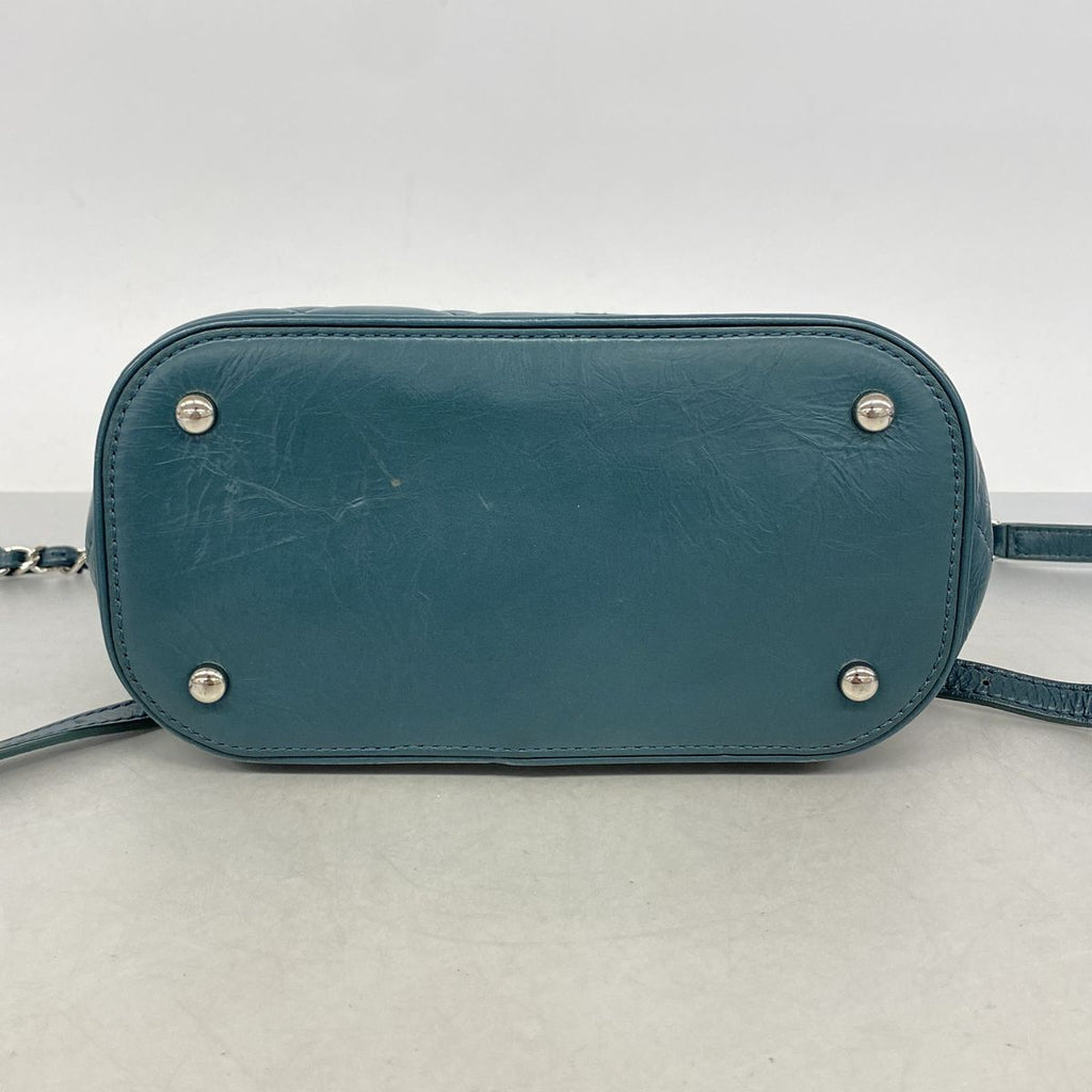 Chanel Backpack Quilted Lambskin Vinyl Green Silver — view 3
