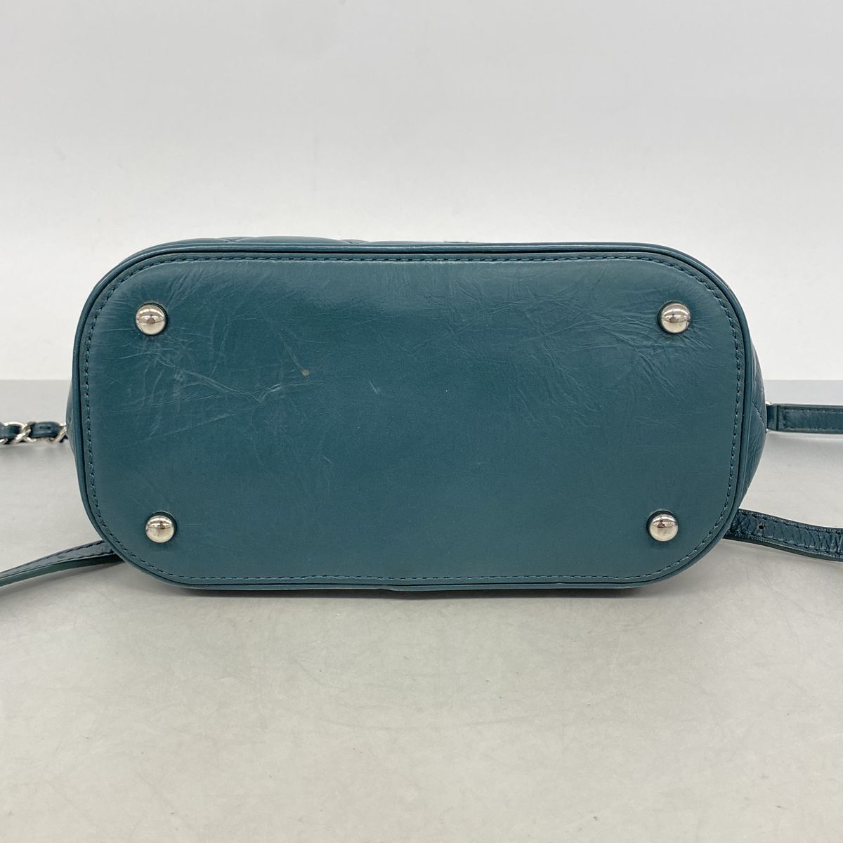 Chanel Backpack Quilted Lambskin Vinyl Green Silver — view 3
