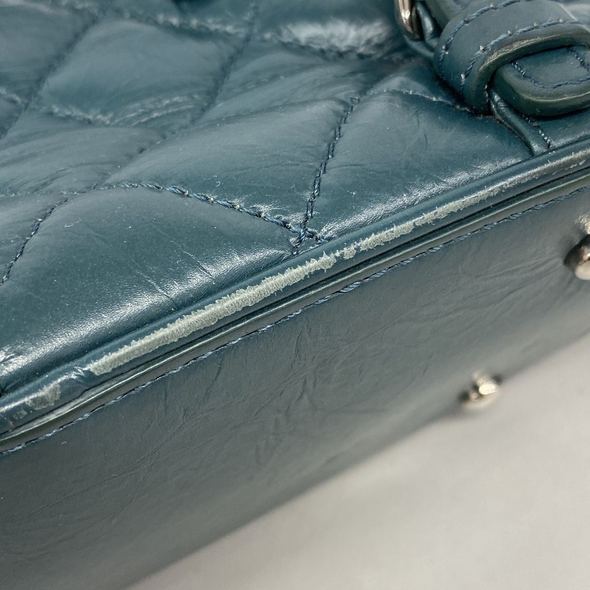 Chanel Backpack Quilted Lambskin Vinyl Green Silver — view 6