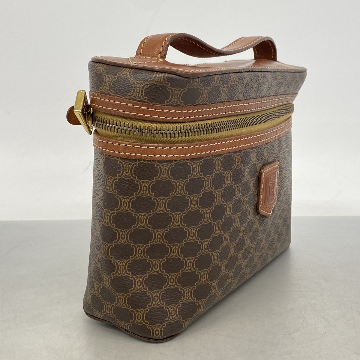 Celine Vanity Bag Macadam Brown Gold — view 2