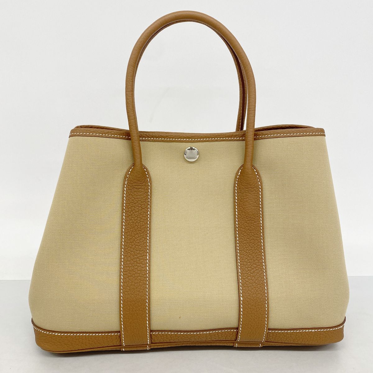 Hermes Tote Bag Garden Party TPM Toile Officier Gold Trench Silver — view 8