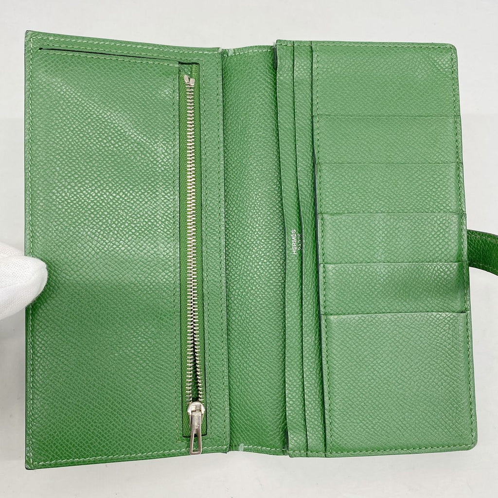 Hermes Wallet Bearn Soufflet Veau Epsom Bamboo Silver — view 3