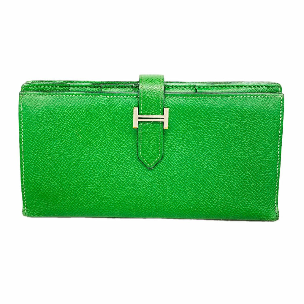 Hermes Wallet Bearn Soufflet Veau Epsom Bamboo Silver