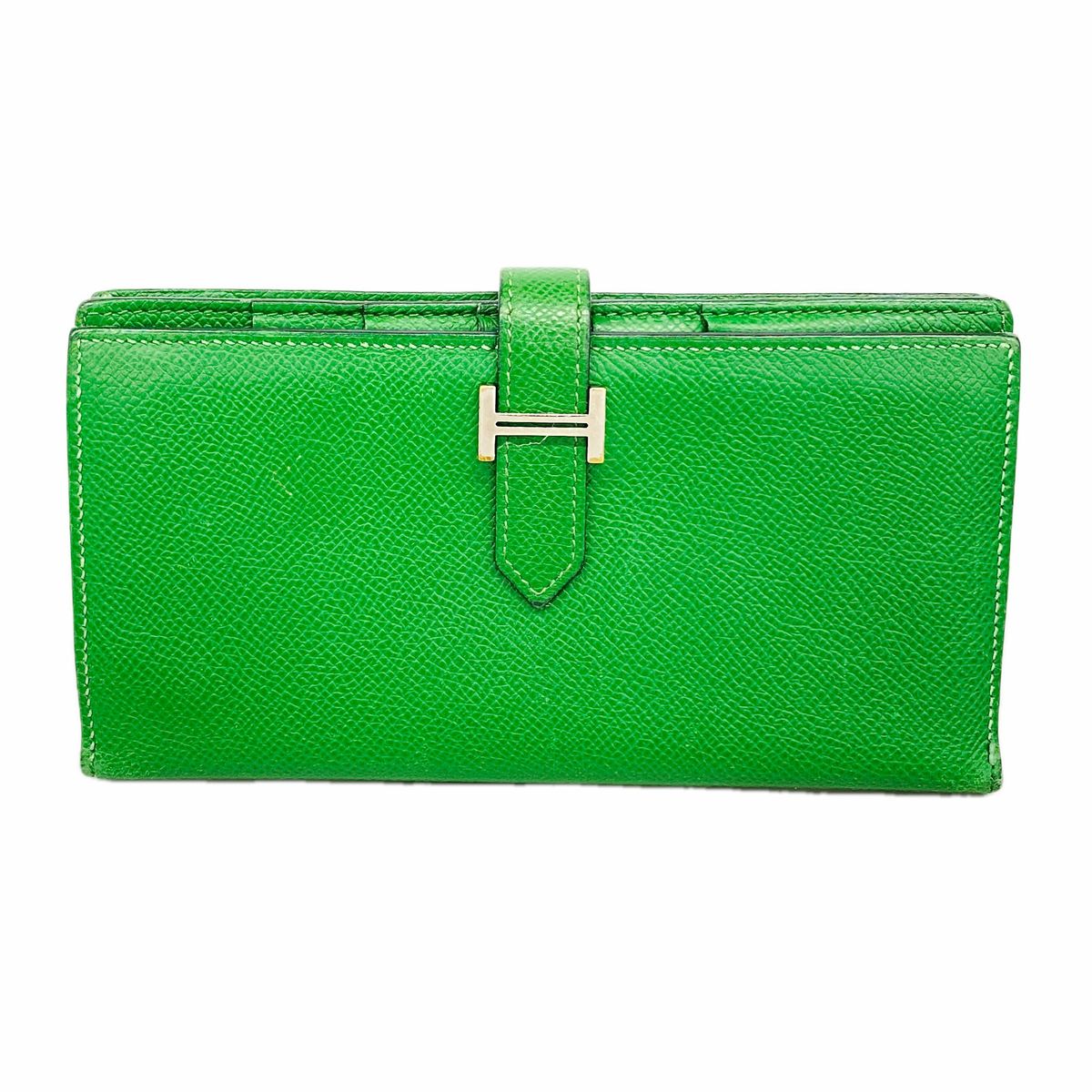 Hermes Wallet Bearn Soufflet Veau Epsom Bamboo Silver