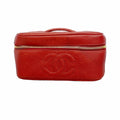 Chanel Vanity Bag Caviar Leather Red Gold