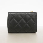 Chanel Trifold Wallet Quilted Caviar Leather Black Champagne Gold — view 7