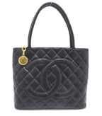 Chanel Quilted Reissue Tote Bag Black Caviar Leather