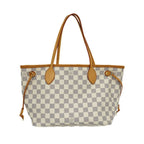 Louis Vuitton Neverfull PM Tote Bag Damier Azur White Gold Leather