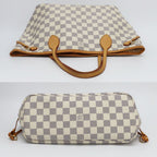 Louis Vuitton Neverfull PM Tote Bag Damier Azur White Gold Leather — view 3