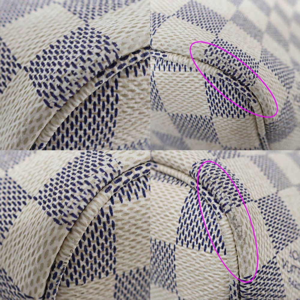 Louis Vuitton Neverfull PM Tote Bag Damier Azur White Gold Leather — view 5