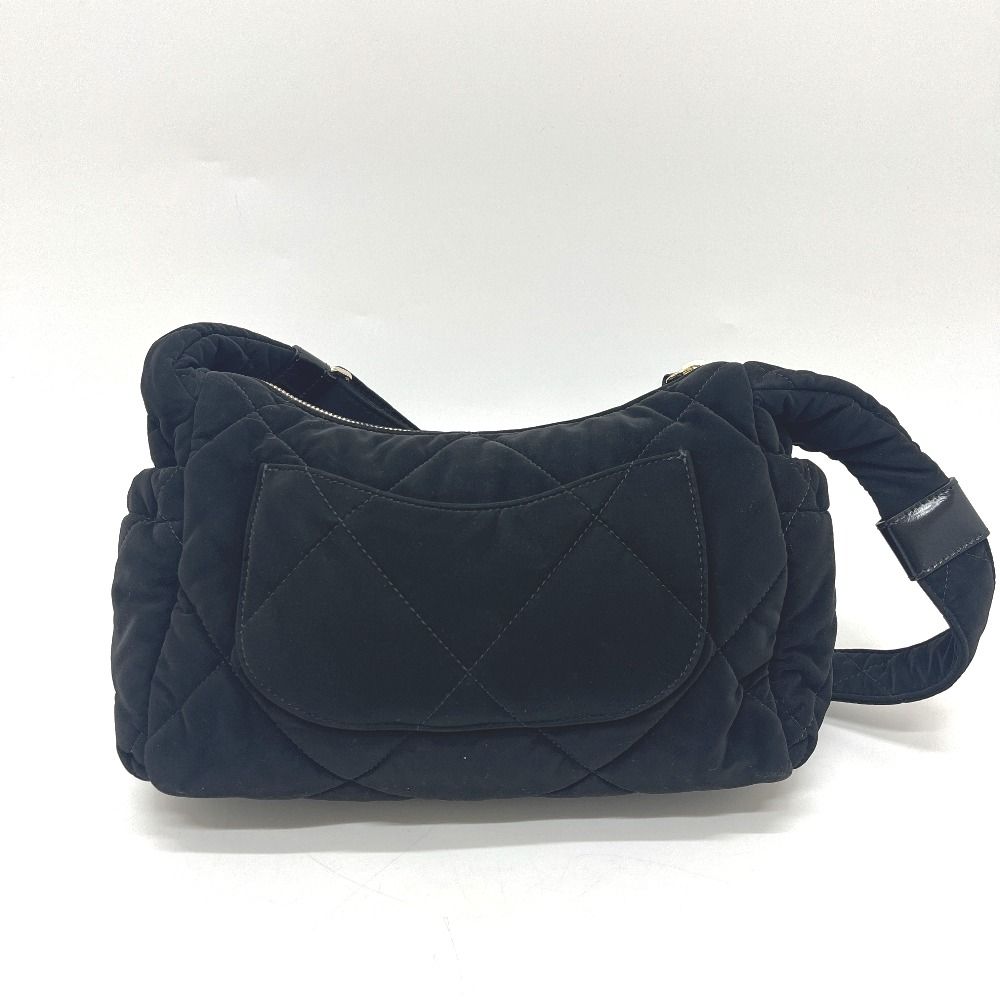 Chanel Shoulder Bag CC Logo Large Bowling Quilted Velvet Black — view 2