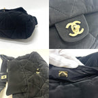 Chanel Shoulder Bag CC Logo Large Bowling Quilted Velvet Black — view 7
