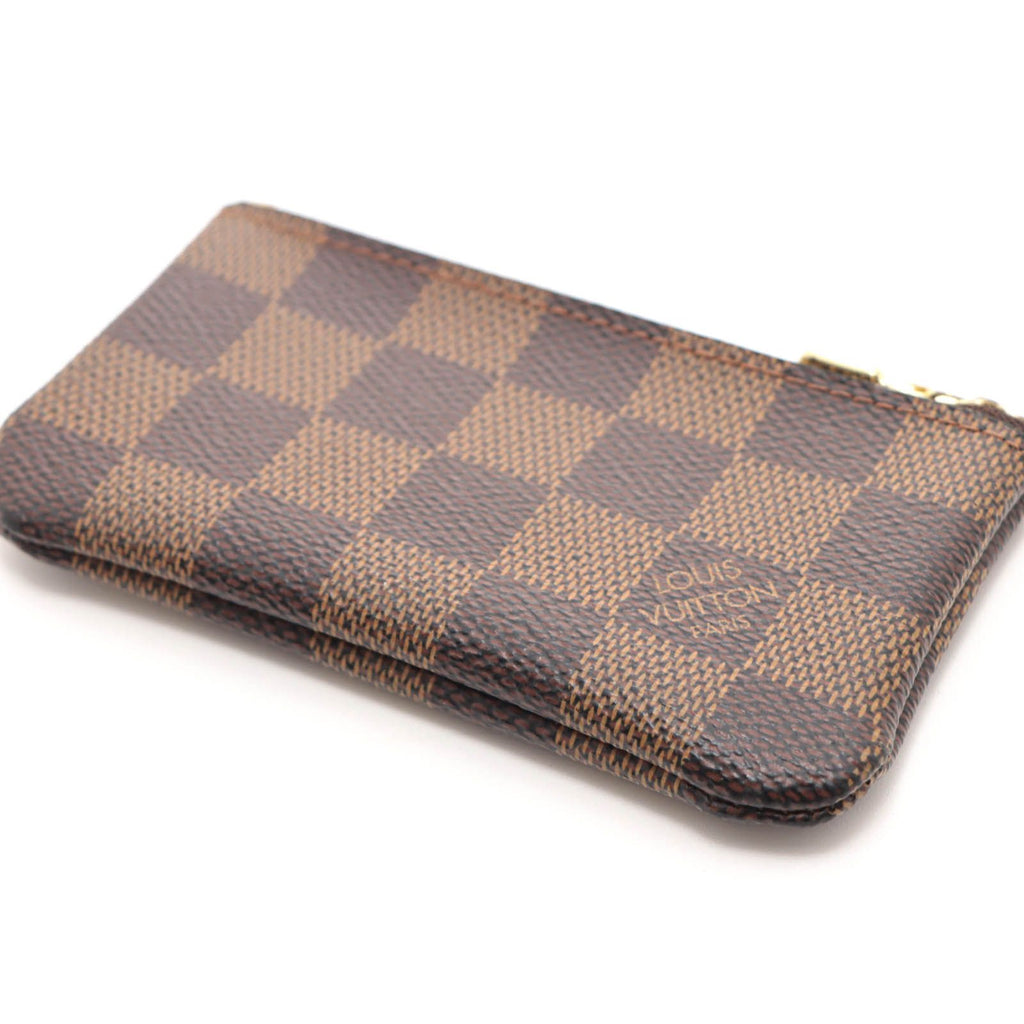 Louis Vuitton Pochette Cles Damier Key Case Leather Brown Key Holder — view 4