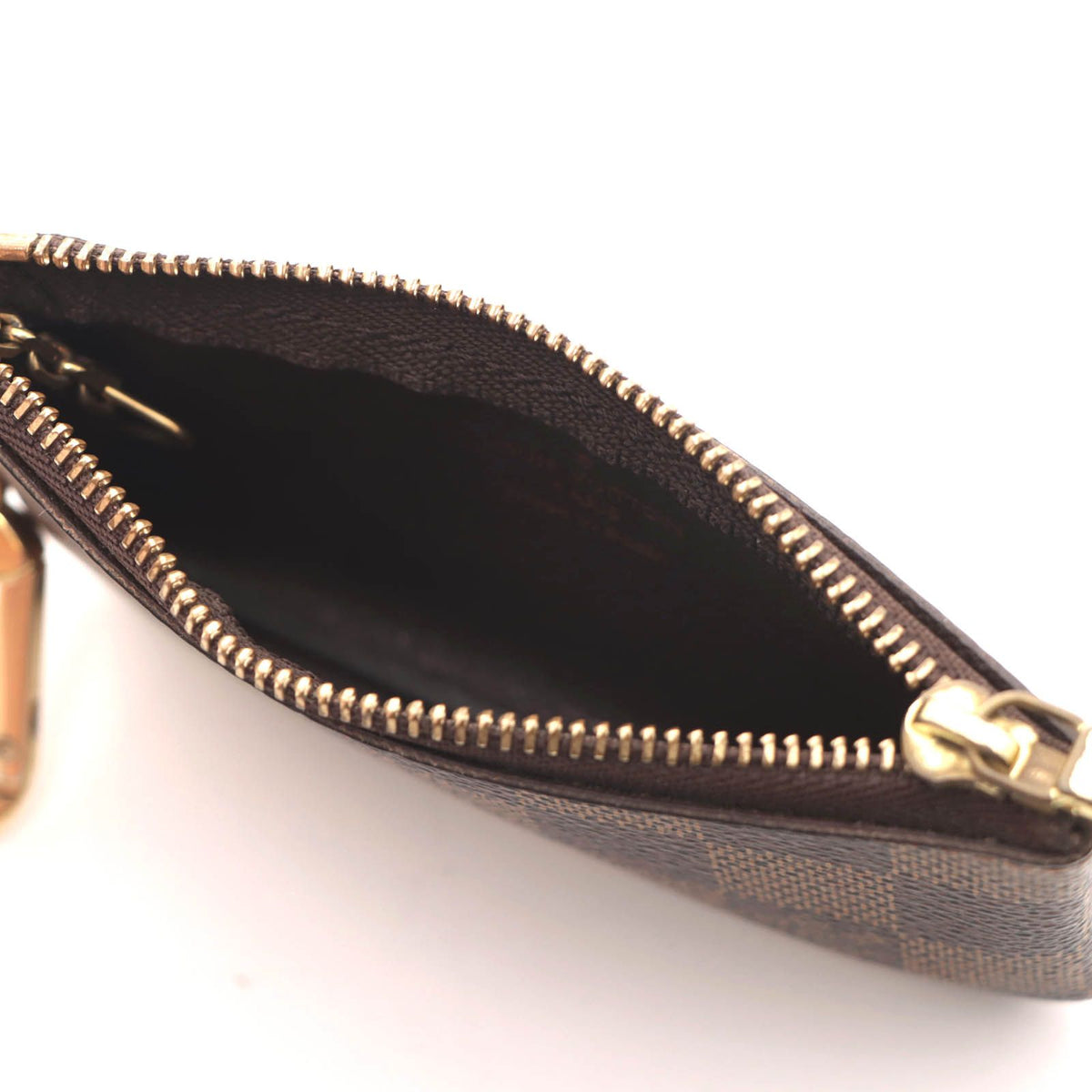 Louis Vuitton Pochette Cles Damier Key Case Leather Brown Key Holder — view 7