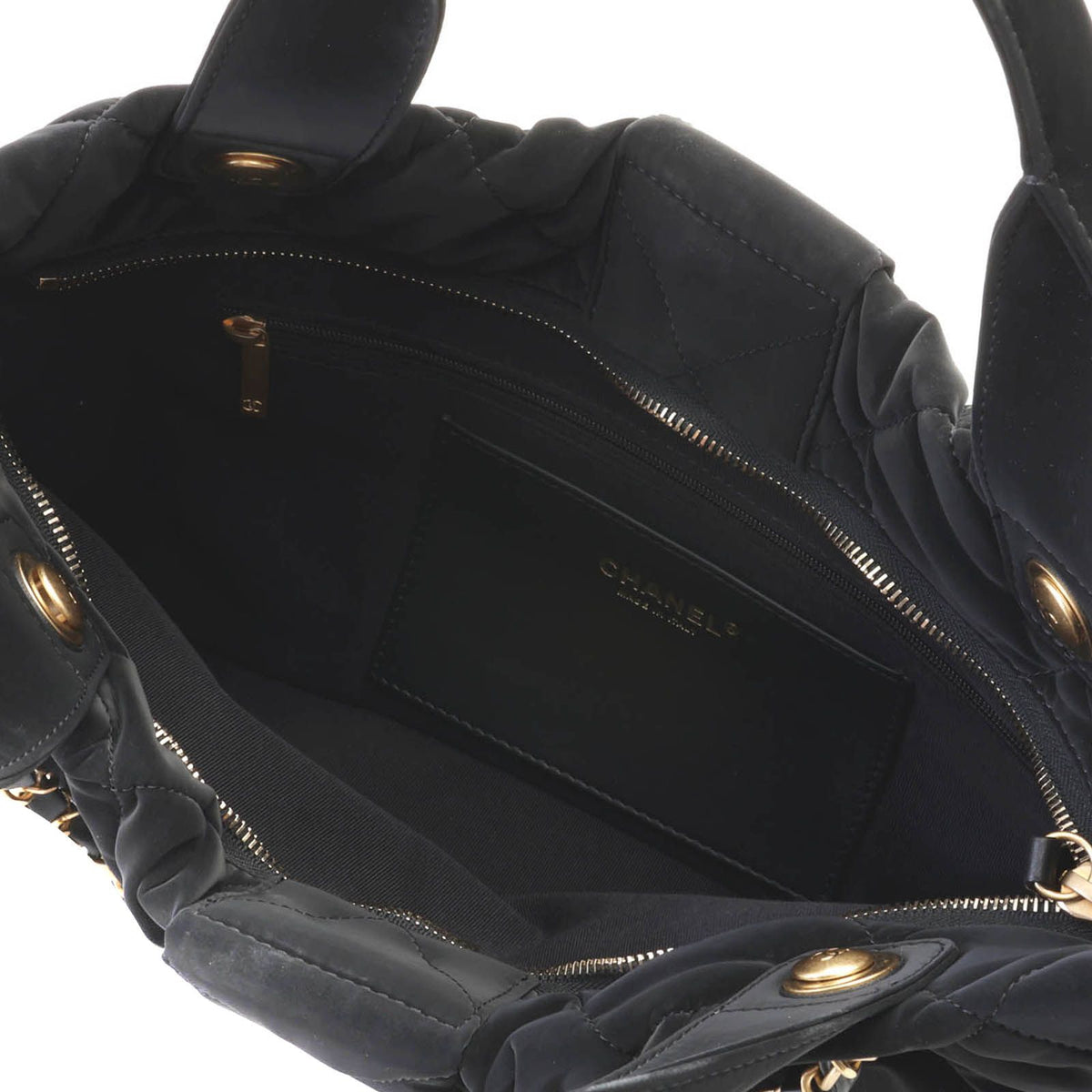 Chanel CC Logo Ribbon Bow 2-Way Black Velvet Tote Bag — view 7
