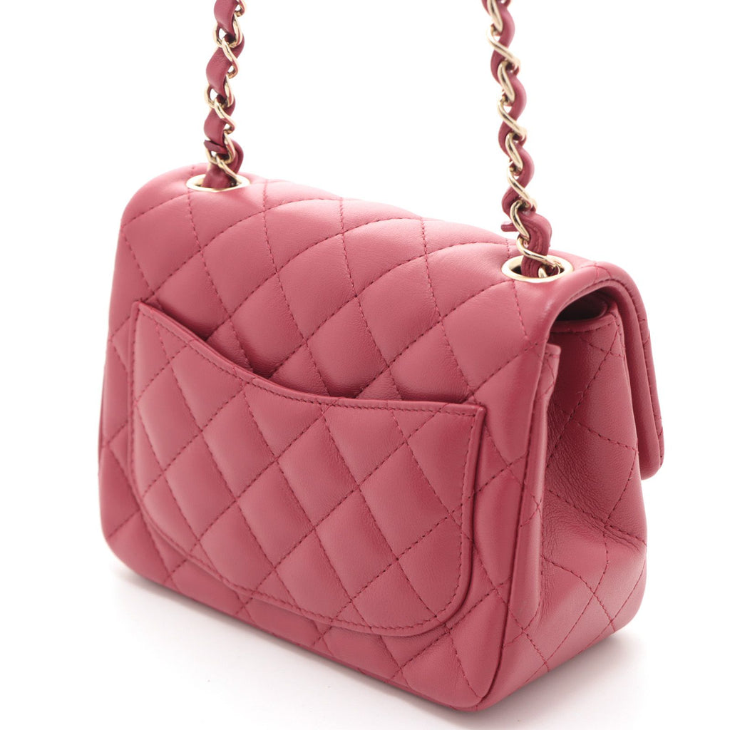 Chanel Mini Quilted 17 Chain Shoulder Bag Hot Pink Lambskin — view 2