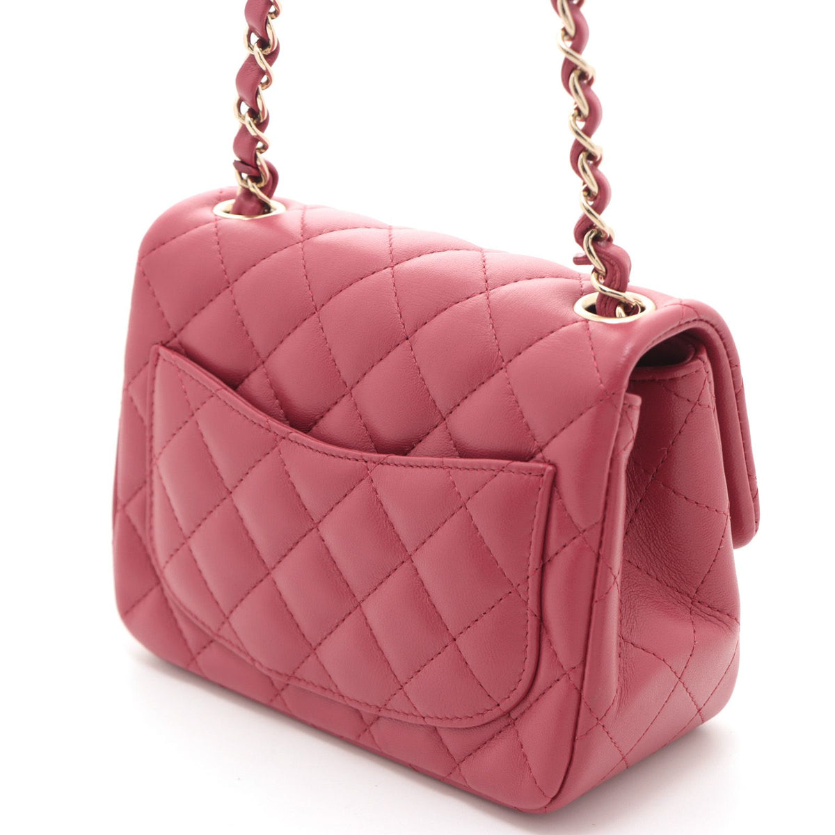 Chanel Mini Quilted 17 Chain Shoulder Bag Hot Pink Lambskin — view 2